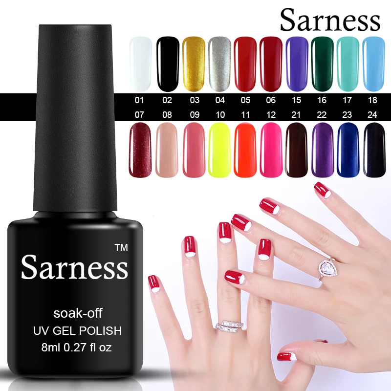 Sarness Nail Art Полупостоянный обычный лак для ногтей цвета 8 мл DIY французский УФ