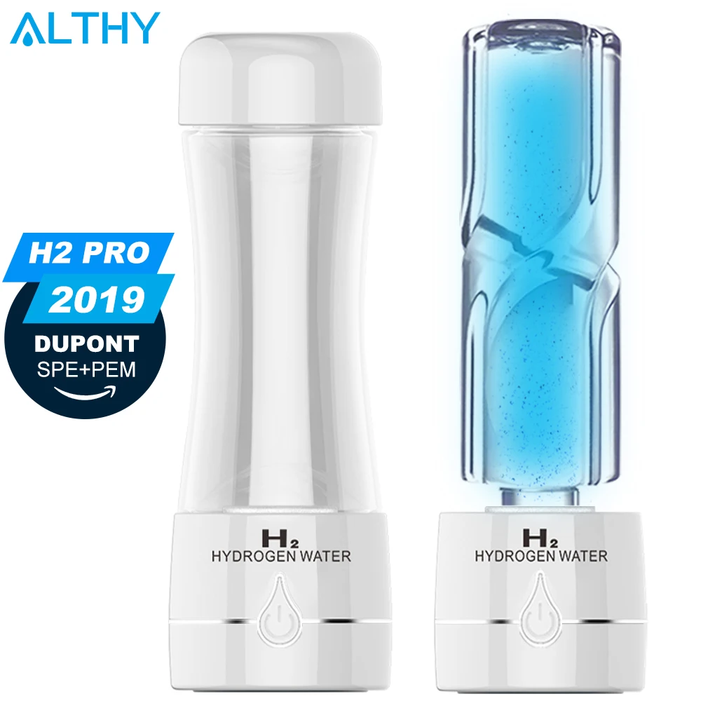 Baratos ALTHY H2 PRO botella generadora de agua de hidrógeno DuPont SPE PEM doble cámara fabricante de tecnología lonizador electrolisis rico Max 3000ppb