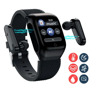 

2020 New Sport Smart Band Smart Watch Men Bracelet With Bluetooth Headset Headphones Tws Heart Rate Blood Pressure Smartwatch