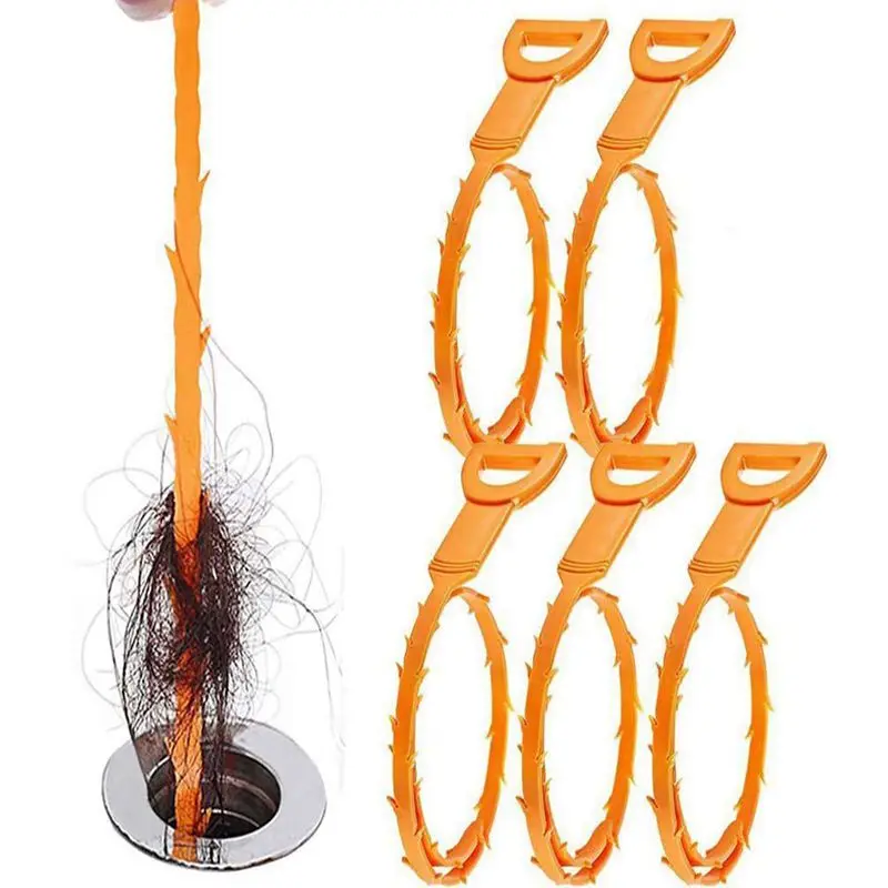 

Drain Snake Hair Clog Remover Cleaning tool Plastic Sink Pipeline Hook for Bathroom Kitchen Toilet (Pack Of 5)