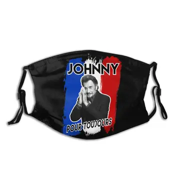 

Johnny Hallyday Forever Reusable Mouth Face Mask Rock Music Anti Haze Dustproof Mask Protection Cover Mouth Muffle with Filters