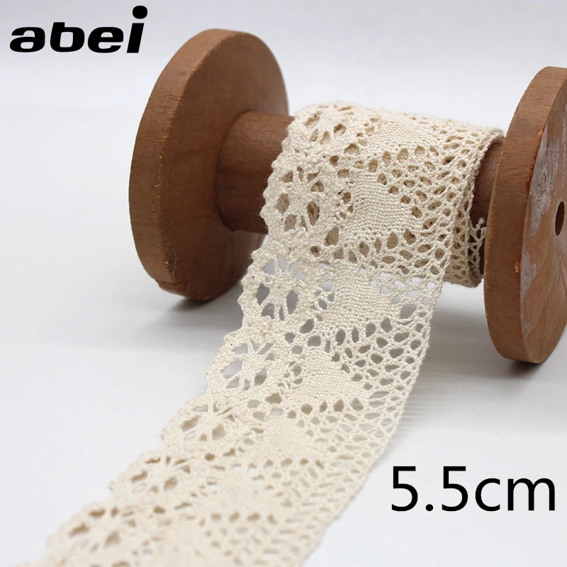 3-7CM Beige White Embroidery Lace DIY Handmade Wedding Party Craft Gift Packing Patchwork Cotton Crocheted Lace Ribbon 5Yards