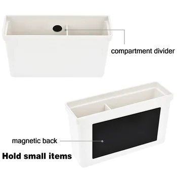 

New 2 Pieces Magnetic Marker Holder Pen Holder Magnetic Dry Erase Organizer with 2 Compartments for Whiteboard, White