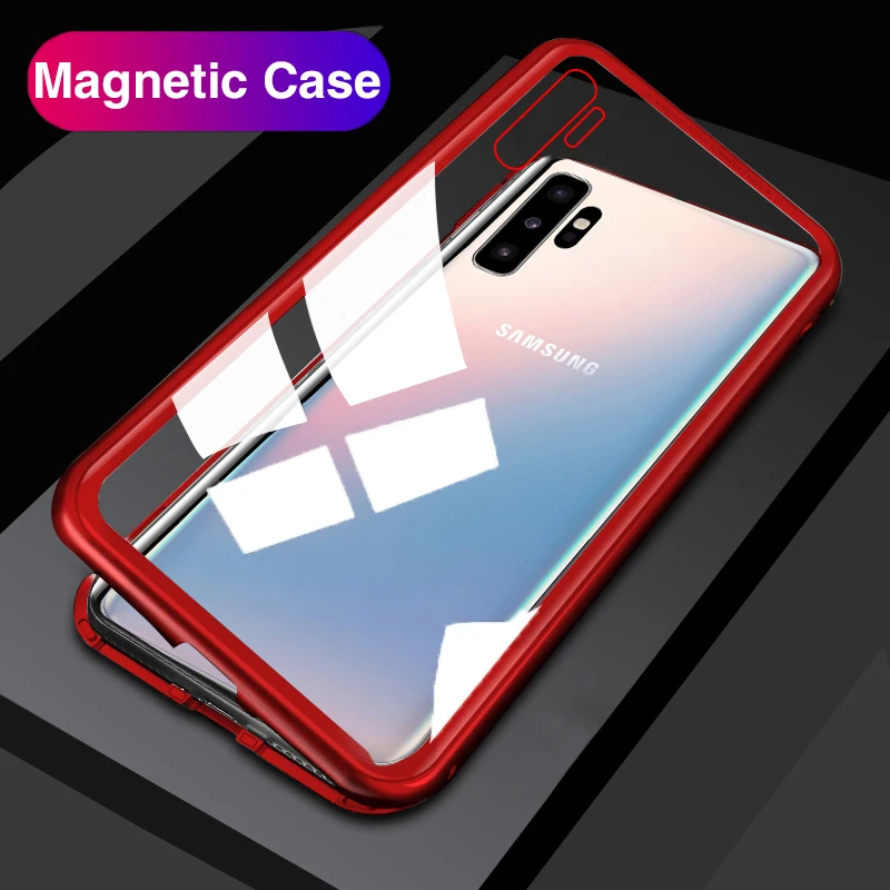 

Tempered Glass Flip Case For Samsung Galaxy Note 10 Pro 10+ 8 9 Metal Protective Cases For Samsung S10 5G S8 S9 Plus S10e Shell