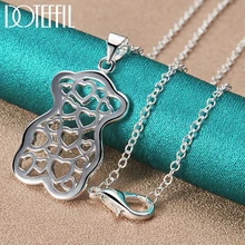 

DOTEFFIL 925 Sterling Silver Bear Heart Pendant Necklace 16-30 Chain For Woman Fashion Wedding Engagement Charm Jewelry