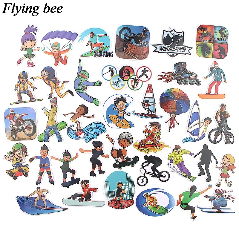 20 компл./лот(36 шт./компл.) Flyingbee наклейка с дайвером катания на лыжах наклейка s для DIY багажа Стикеры для автомобиля ноутбука Экстремальные спортивные наклейки X0563
