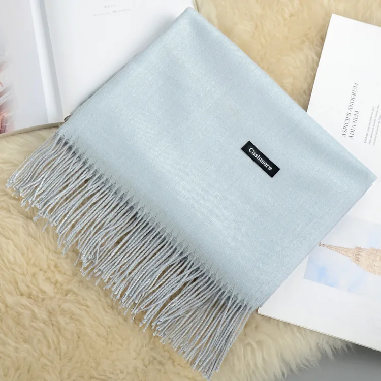 Silvery Scarf Кашемировый женский шарф новая теплая шаль Foulard Femme пашмины платок Шерстяной палантин голова шеи длинные зимние шарфы для женщин - Цвет: Silvery Scarf