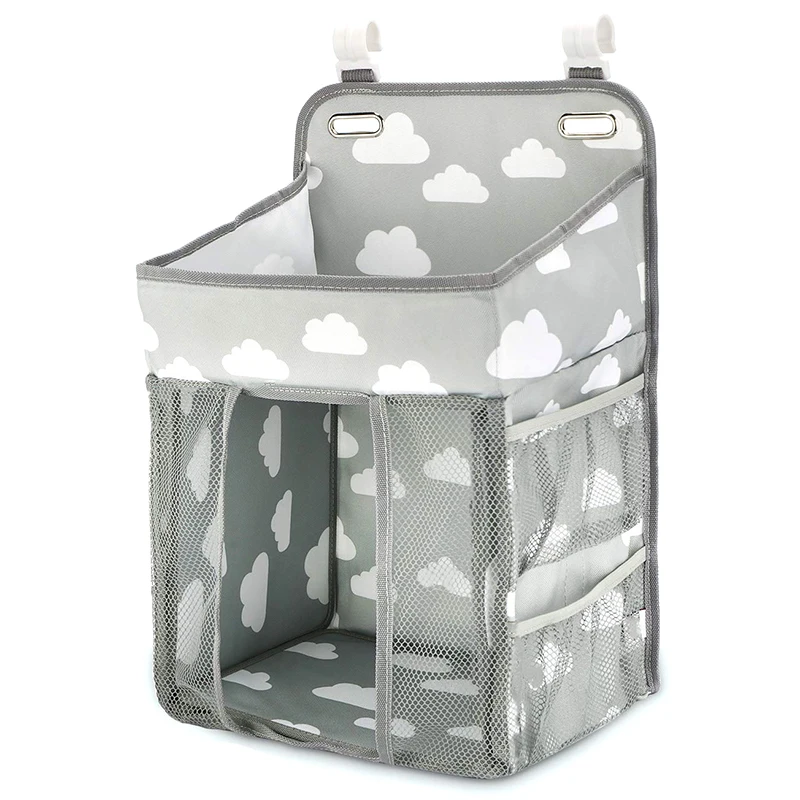 Nursery Organizer and Baby Diaper Caddy Crib Side Organizer Hanging Diaper Organizer Diaper Caddy Organizer diaper bag grey