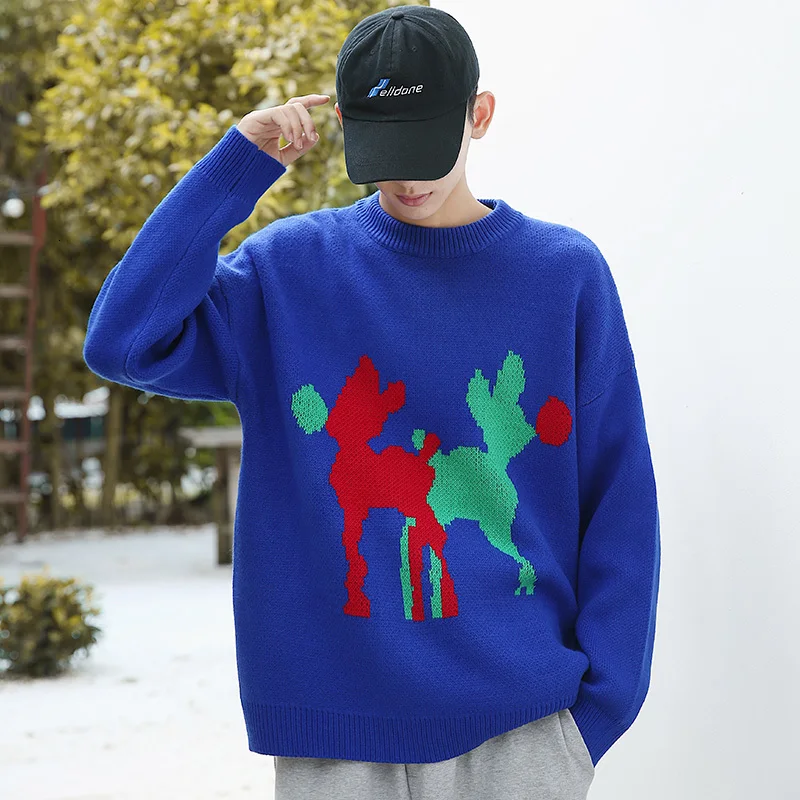 Winter Sweater Men's Warm Fashion Print Casual Knit Sweater Man Sweter Clothes Wild Loose Long-sleeved Pullover Men M-2XL Winter Sweater Men's Warm Fashion Print Casual Knit Sweater Man Sweter Clothes Wild Loose Long-sleeved Pullover Men M-2XL