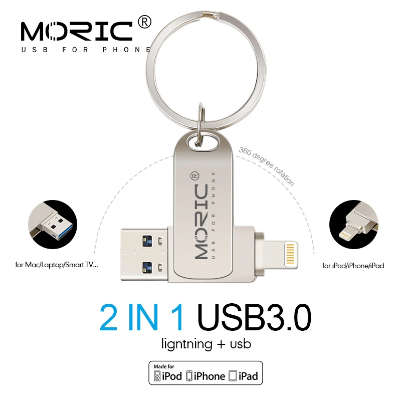 Флеш накопитель USB 2020 OTG для iPhone водонепроницаемый 2 в 1 64 ГБ 16 32 3 0 128 ios 256|USB