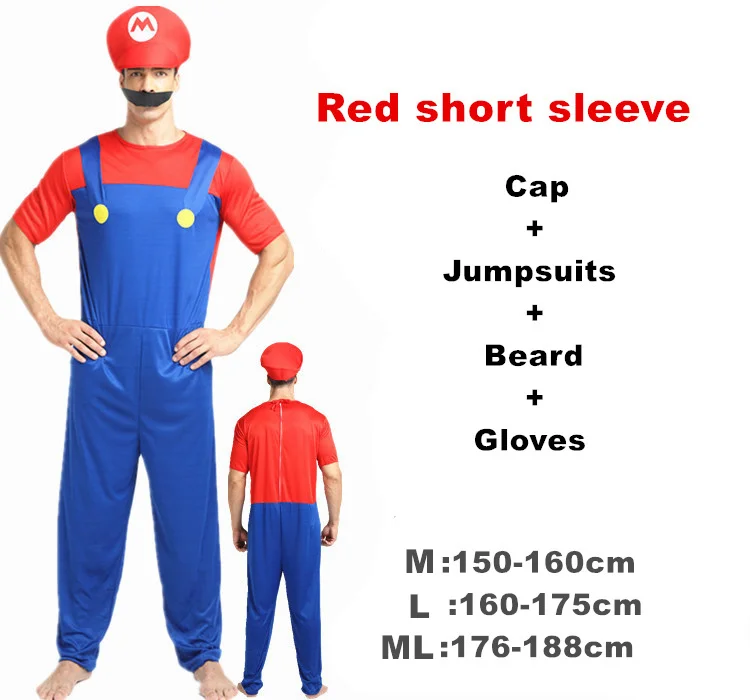 Взрослый Хэллоуин Супер Марио Детский костюм косплей семья Funy Luigi Bros сантехник Пурим костюм нарядное платье Рождественские Вечерние