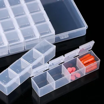 

28 Mini Compartment Grids Storage Box For Manicure Tool 5D Diamond Painting And Cross Stitch Tools Containers For Nail Art Craft
