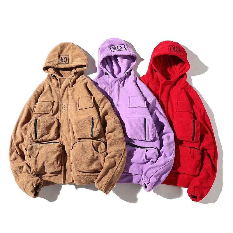 

21 Winter Style Hong Kong Style Polar Fleece Thick Sweater Large Size Hooded Jacket Jacket Men