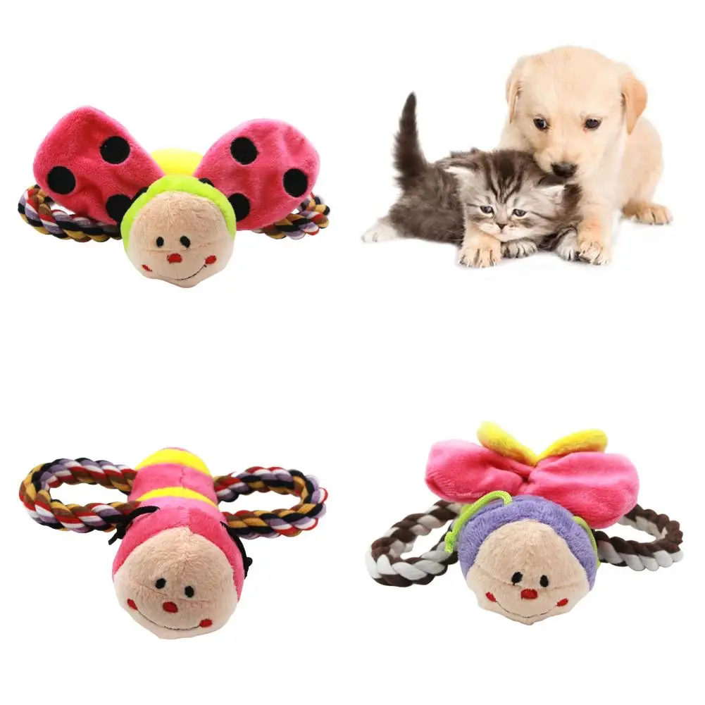 Pet Dog Cats Puppy Cotton Rope Ant Butterfly Ladybug Plush Doll Squeaky Chew Toy for Small Dogs Supplies Accessories | Дом и сад