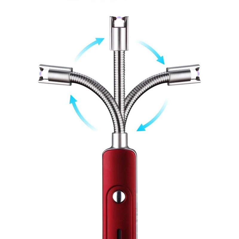  360 Flexible Neck Usb Electronic Lighter Long BBQ Plasma Arc Lighter Flameless Windproof Metal Torc