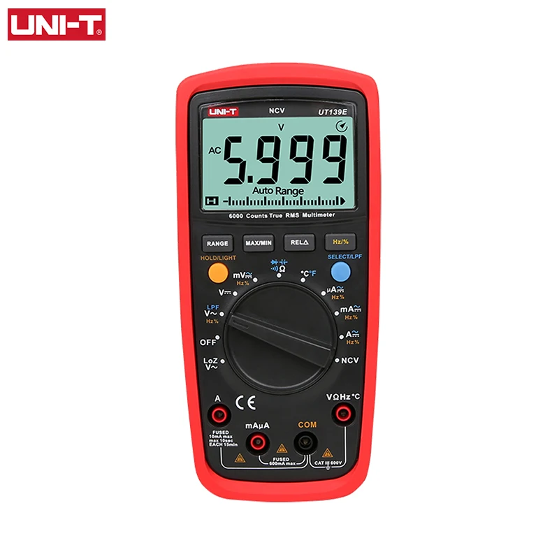 UNI T 600 в 10 А Цифровой мультиметр UT139E 6000 отсчетов NCV AC DC измеритель напряжения
