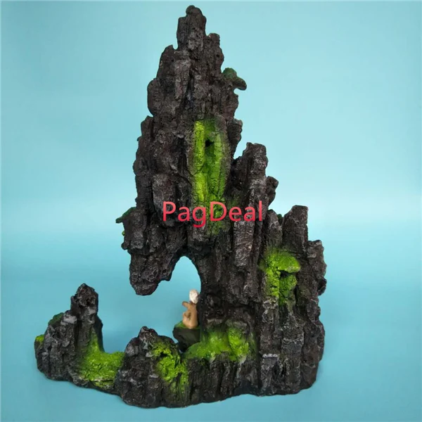Nagy Akváriumi Dísz Hegyi L24Cm*W14Cm*30 Cm Gyanta Vízi Haltartály Dekoráció Szikladara Hegyi Halak - Image 4