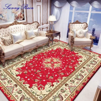 

SunnyRain 1-piece Red Multi Colored Rug Living Room Area Rugs for Bedroom Kitchen Rugs Washable Floor Rug