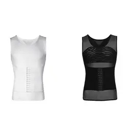 Waist trainer slimming abdominal vest breathable mesh shaper men's slimming clothes hook eye button adjustable abdominal