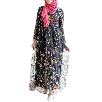 

Muslim Dress Islam Robe Musulman Clothes for Women Ramadan Family Party Dress Women Printed Fashion Embroidery Muslim Dresses #w