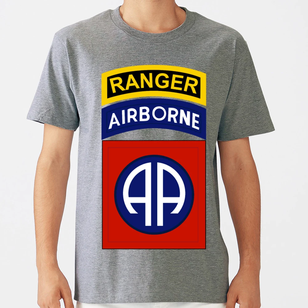 Футболка для мужчин 82nd airborne с рейнджером таб летняя белая короткая мужская