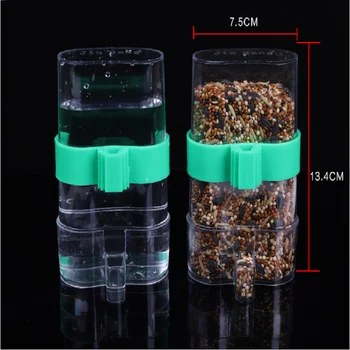 

1Pc 13*8cm Green Pet Bird Automatic Feeder Acrylic Water Drinker Food Waterer Bowl Cage Parrot Bird Feeder Equipment Farming