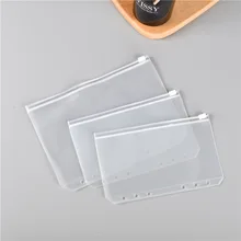 Lot de pochettes plastifiées transparentes et perforées pour classeur, reliure de rangement à glissière pour cahier à 6 anneaux, feuilles mobiles de papeterie, pochette range document, A5 A6 A7, 12 pièces,