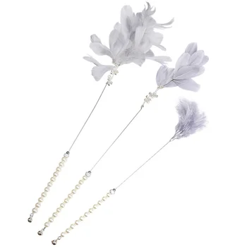 

3Pcs Interactive Pet Cats Toy Teaser Stick Exerciser Feather Stick with Bell