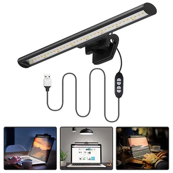 

USB Powered LED Task Lamp Space Saving Home Office 3 Color Temperature Non Flickering Computer Monitor Light E Reading 3W