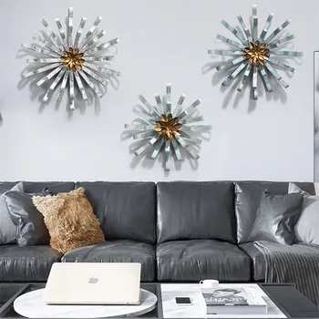 

Luxurious Iron Flowers Wall Decoration Modern Simple Abstract 3D Stereo Metal Wall Hanging Creative European Home Decors R4339