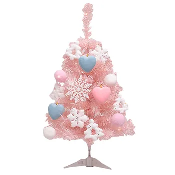 

1 Set 60CM Home Christmas Tree Decor Set Pink Tree Ornament Without Battery