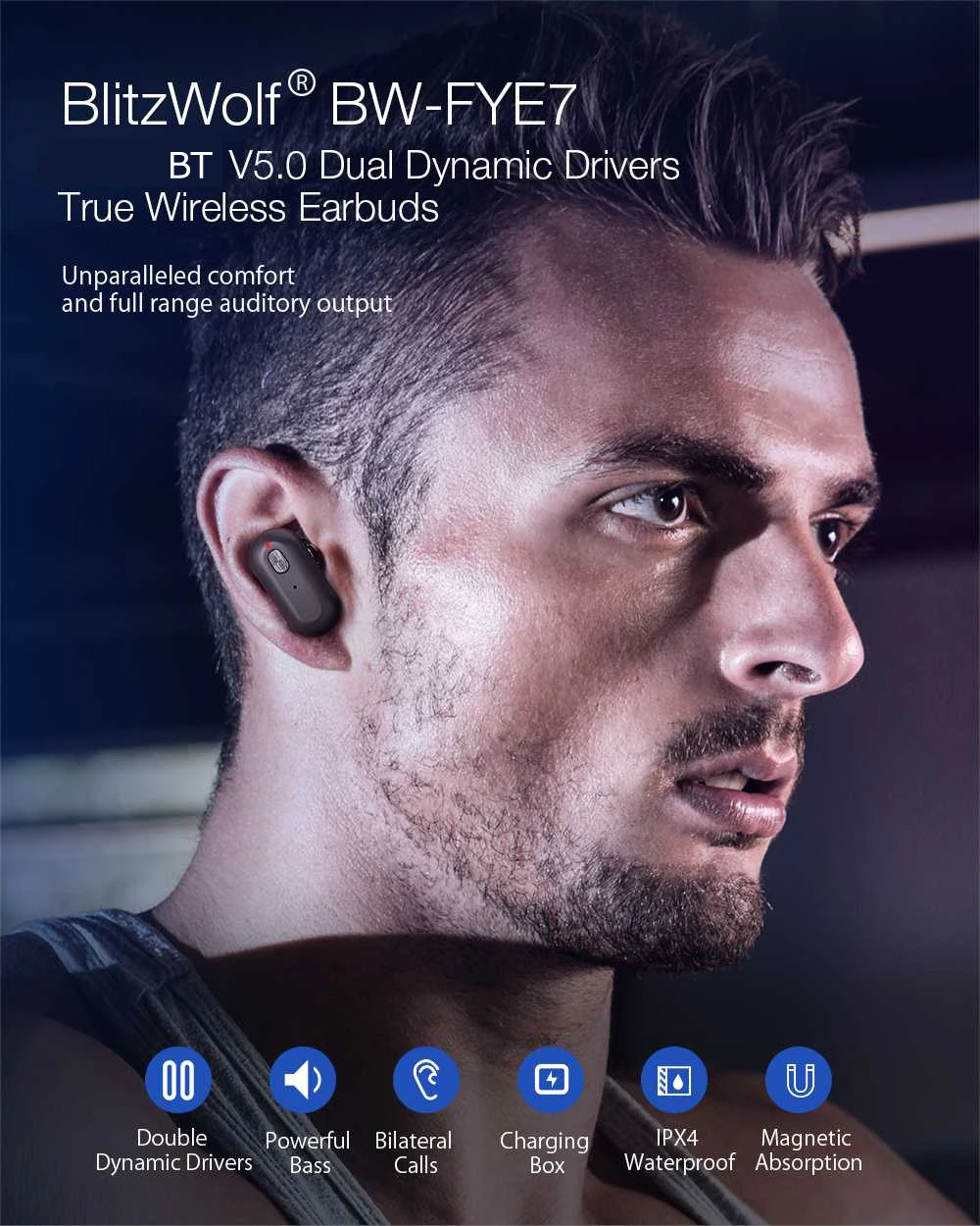 [Dual Dynamic Driver] Blitzwolf BW FYE7 TWS Earbuds bluetooth-compatible In-ear Wireless Earphones Pro Bass Stereo Hifi Music