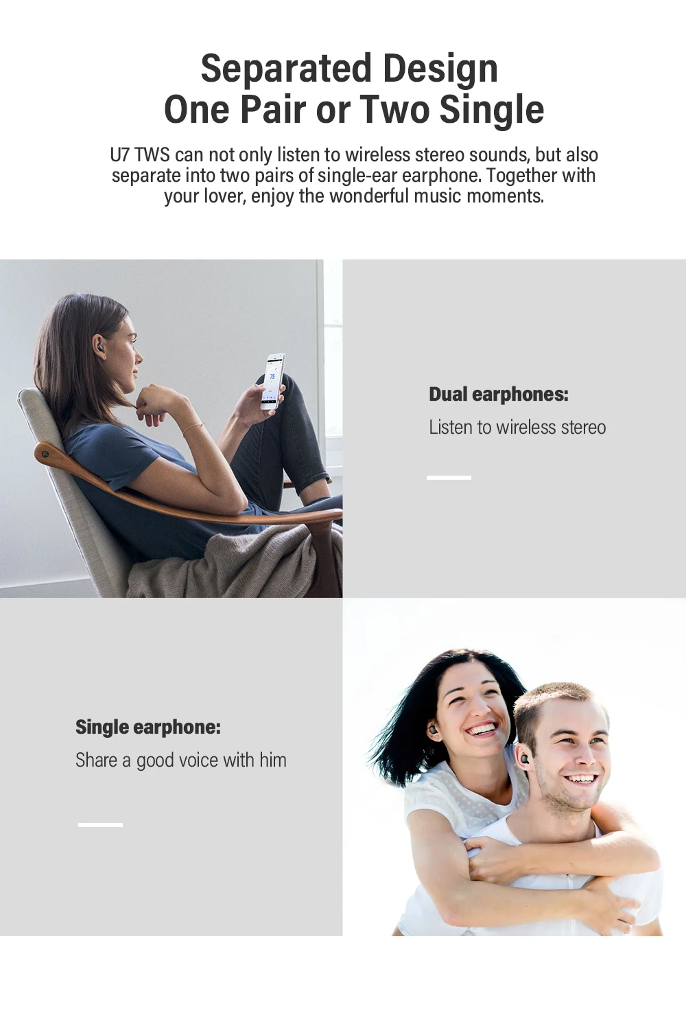 DACOM U7 TWS Bluetooth наушники 5,0 настоящие беспроводные стерео наушники HiFi мини TWS наушники беспроводные наушники для iPhone samsung