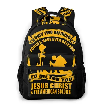

Two Defining Forces Jesus Christ And The American Soldier New Pattern knapsack The Vietnam War Teens Books Backpack