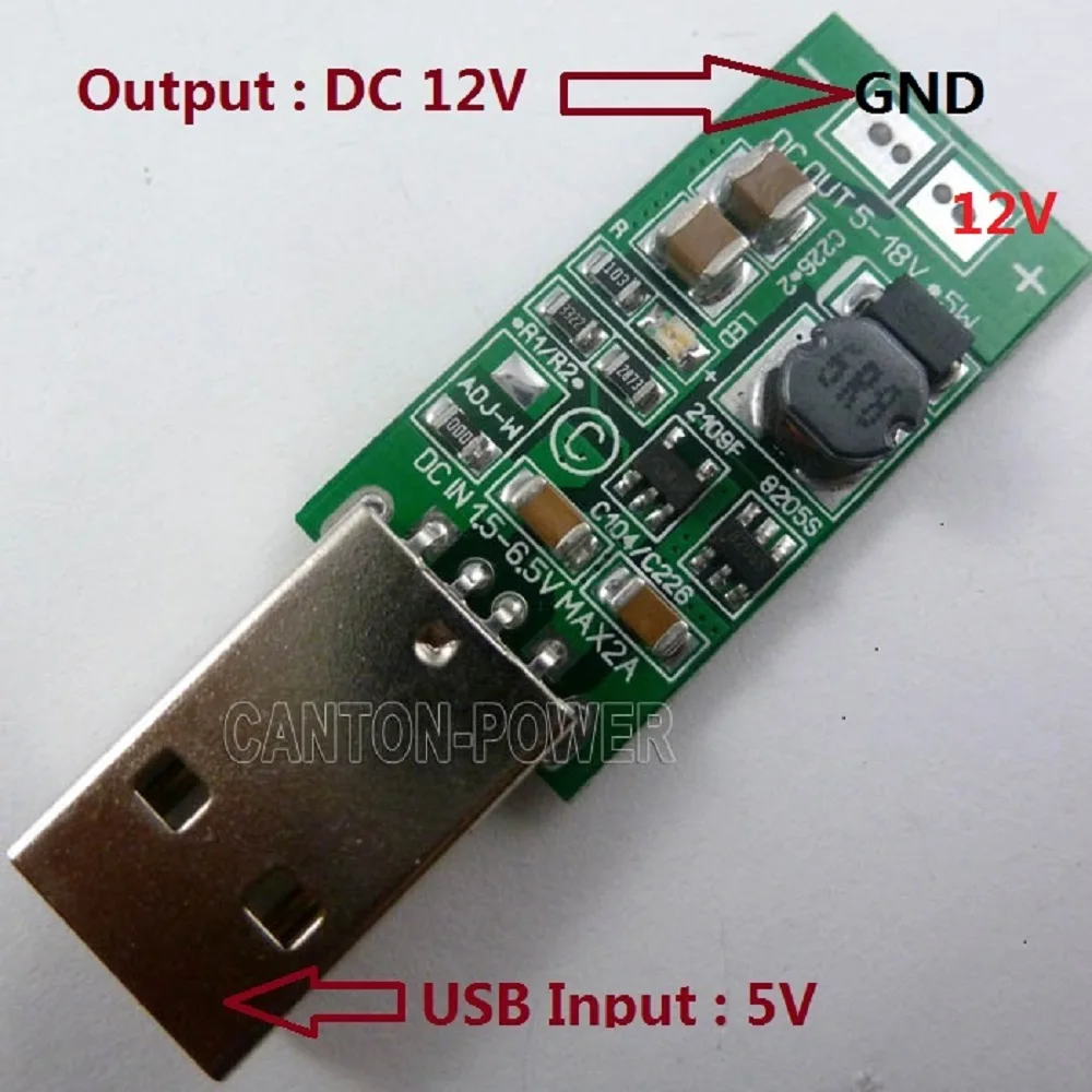 

TB376 USB DC 5V to 12V DC-DC Boost Converter Step Up Module for Monitor Camera LED DVR