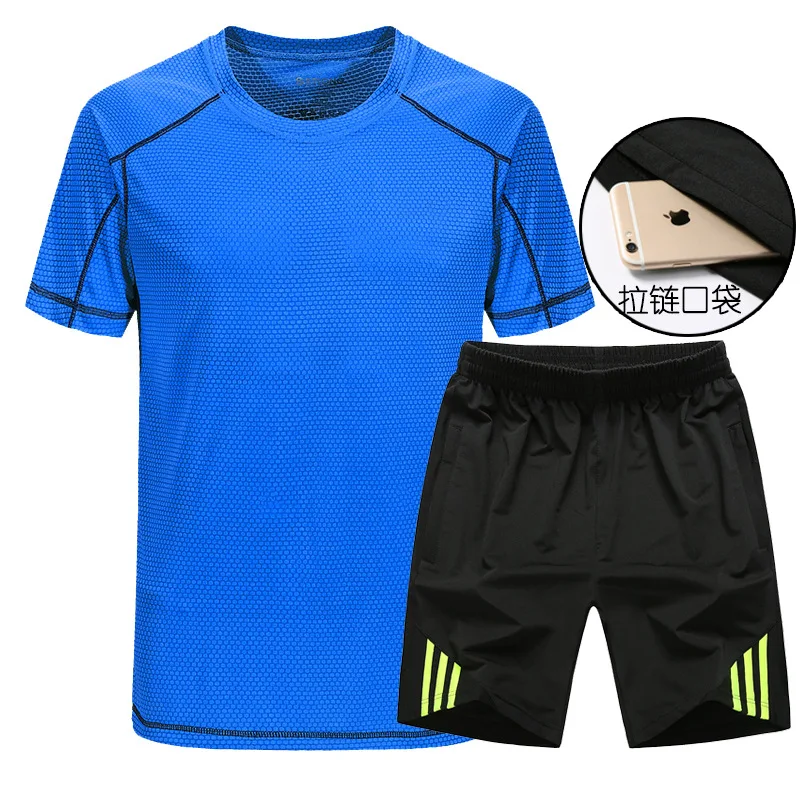 

Men's Morning Run Sports Set Summer Short-sleeved Shorts Quick-drying T-shirt Fitness Running Sports Clothing Casual Two-Piece S