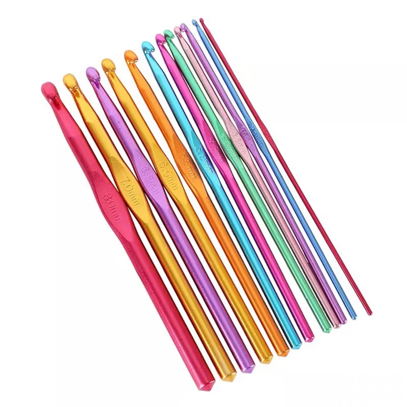 Crochet Hooks 12Pcs/set Colorful Alumina Knitting Hooks 2-8mm Yarn Sewing Accessories Tools DIY Craft