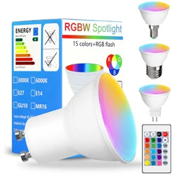 Remote Control RGB White Light Bulb E14 E26/E27 GU10 MR16 LED Light Bulbs Colour Changing Dimmable 16 Colors LED Spot Light Bulb