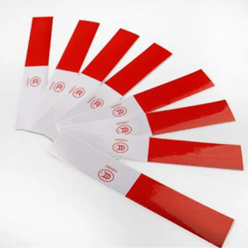 

10Pcs/set Car Reflective Sticker 30*4.5cm Red White High Quality Back Adhesive Concave Convex Pattern Stereoscopic Stickers