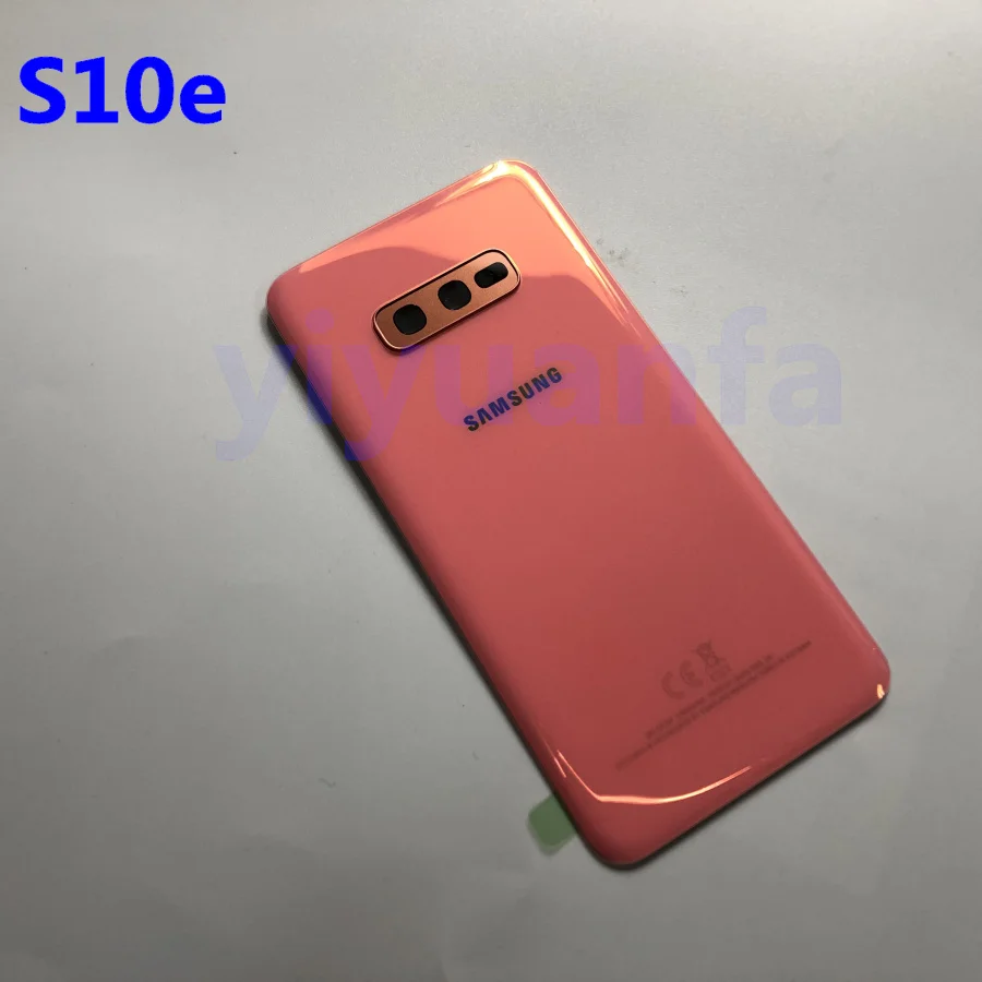 Samsung Galaxy S10 G973 S10 Plus G975 S10E задняя крышка батарейного отсека задняя крышка Корпус Запасные части+ стеклянная рамка объектива камеры - Цвет: S10e Orange