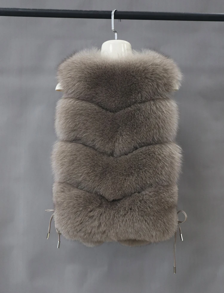 Женская одежда, зимняя, настоящая, натуральная, новинка, женский жилет из лисьего меха, шуба, короткая 1013
