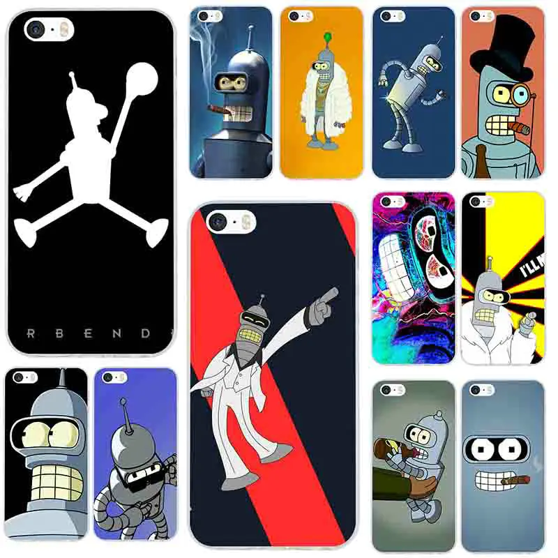 

Soft TPU Silicone Mobile Phone Case for iPhone X XR XS Max 10 7 8 Plus 4 4S 5 5S SE 5C Bags Coque Bender Futurama Sober Robot