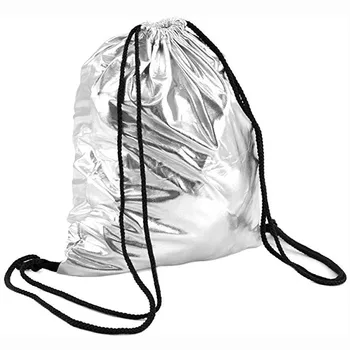 

Drawstring Bag Fashion PU Solid Color Neutral Backpack Sequins Shining Unisex Travel Pockets Wild Backpacks Female Mujer Mochila
