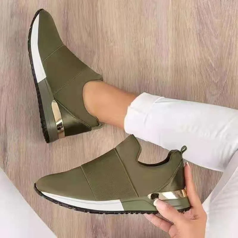2021 Autumn Sneakers Women Platform Vulcanized Shoes Ladies Solid Color Slip-On Sneakers Female Casual Sport Shoes Plus Size 43 