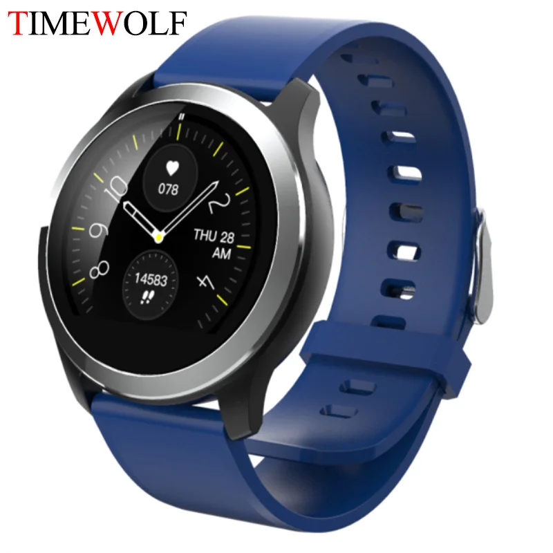 Blue Rubber Timewolf PPG+ ECG Смарт-часы для мужчин IP68 Водонепроницаемый отслеживатель шагомер сердечного ритма Смарт-часы кровяное давление спортивные умные часы - Цвет: Blue Rubber