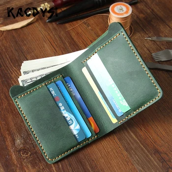 

Crazy Horse Leather Handmade Vintage Men Wallet Bifold Short Simple Man Cash Purse Real Skin Classic Money Clip Credit Card Case