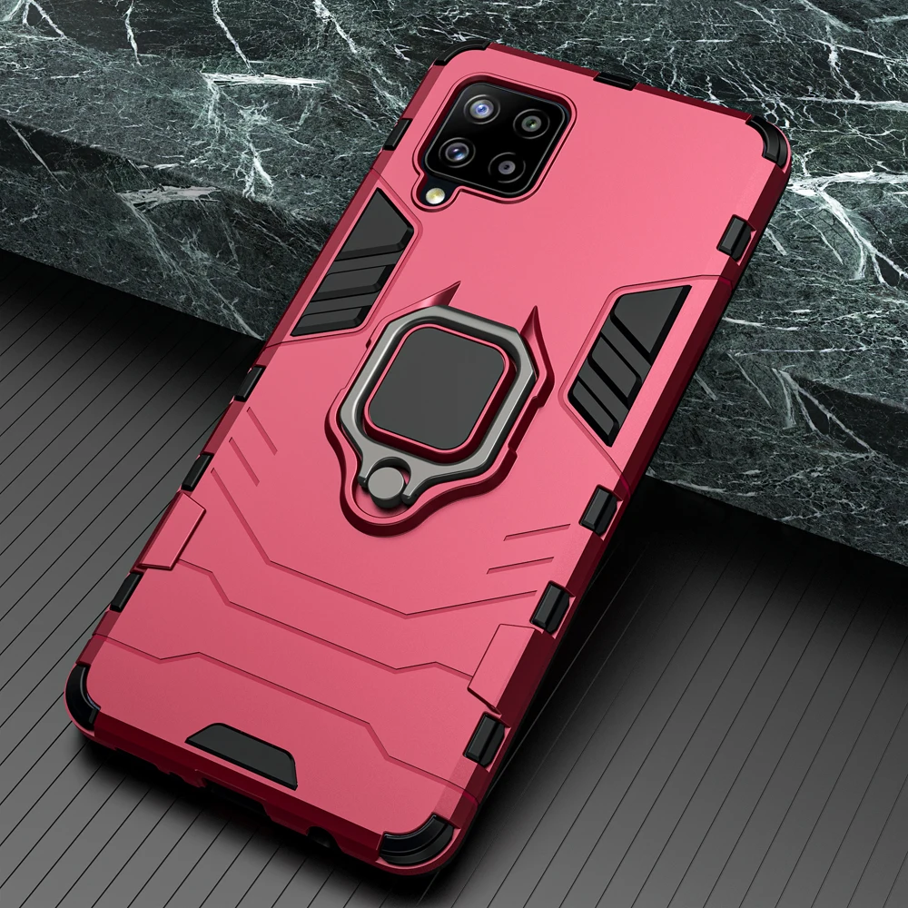 KEYSION Shockproof Armor Case for Samsung A12 A42 A32 A22 A82 A72 A52S 5G Ring Stand Phone Back Cover for Galaxy M52 M51 M31 M62 kawaii samsung cases Cases For Samsung