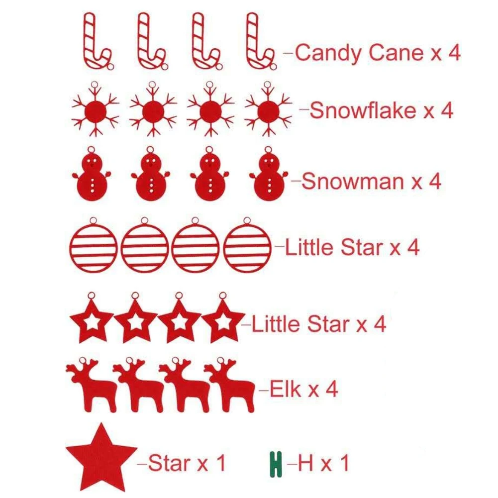 26pcs Christmas tree 3D felt children Toys Detachable Decoration for Xmas Kids Toddler Gifts Christmas tree Table Home Decor
