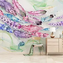 На заказ Большая фреска современная мода цвет перо линия искусство ТВ спальня гостиная столовая обои для рабочего стола