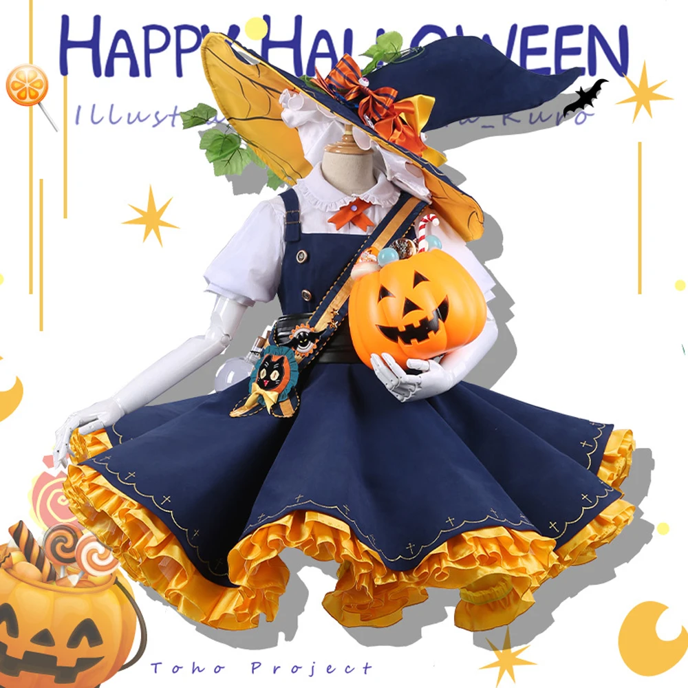 VEVEFHUANG Аниме TouHou Проект Косплей Kirisame Marisa Косплей Костюм Костюмы на Хэллоуин комплект платье женский подарок Ограниченная серия